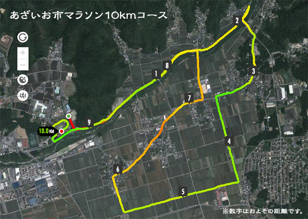 あざいお市マラソン10kmコース図