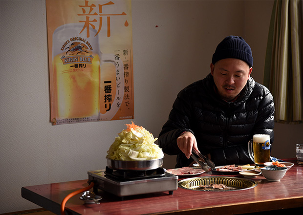 釣りの後は、びわこ食堂のとりやさい鍋