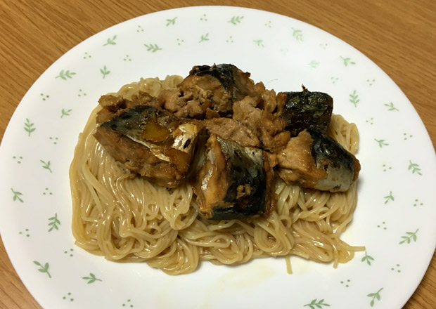 サバ缶で作った我が家の鯖そうめん写真