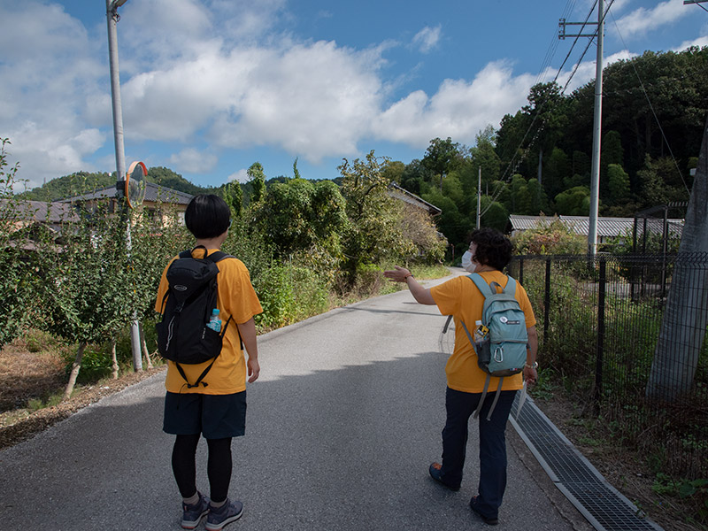 国道8号線から脇道へ入ると蛇行する道がありました。