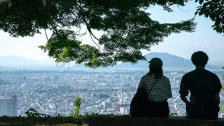 佐和山城の本丸から見える彦根市街の景色が絶景だった
